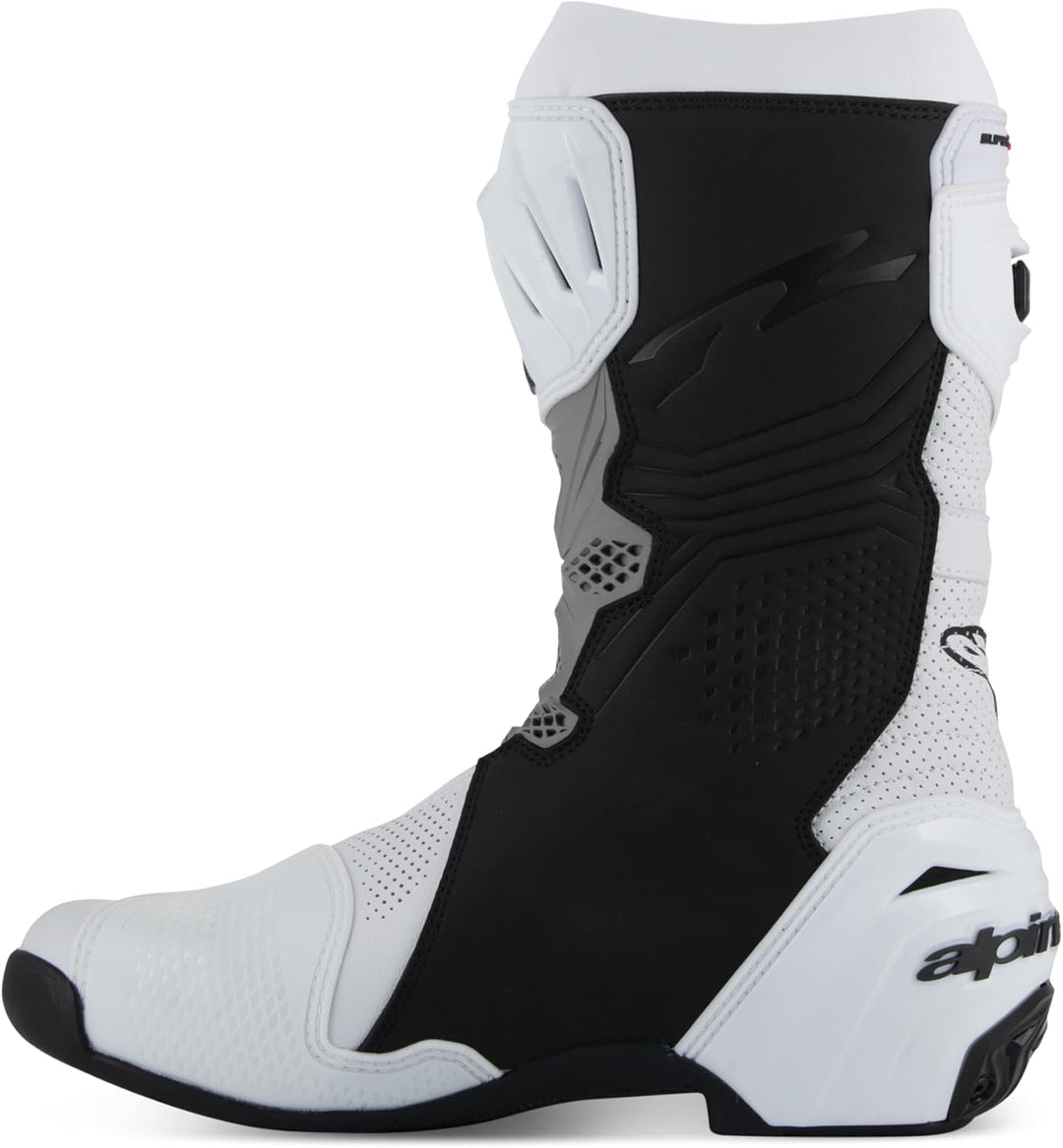 Alpinestars Racing Motorradstiefel Supertech R Vented Boots White, 47 EU, 47 EU White Mid Gray Black