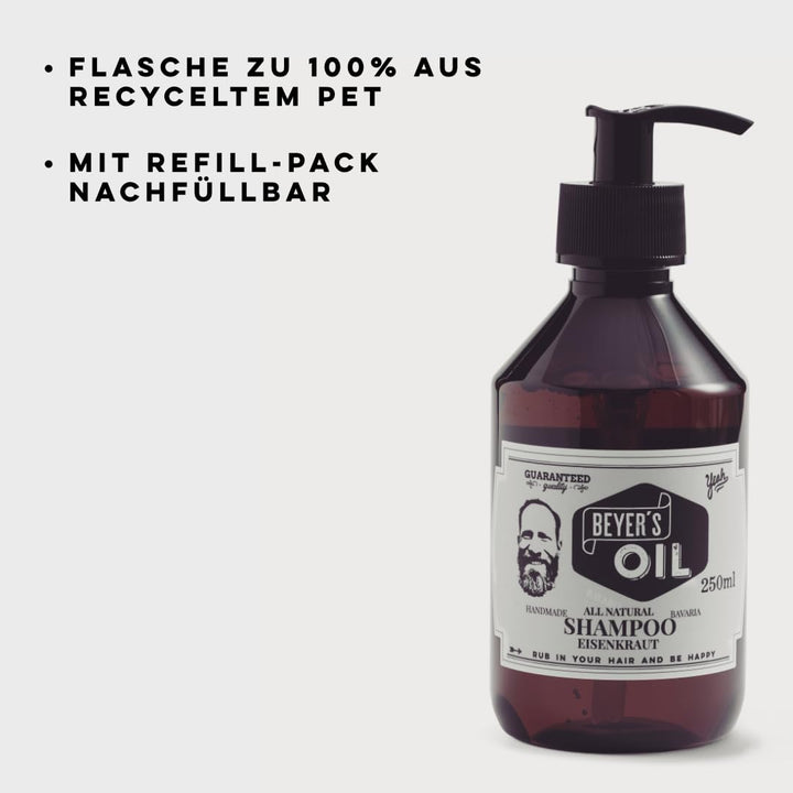 Beyer’s Oil Shampoo Eisenkraut 250ml - 100% natürliches Bartpflege Bartshampoo - Macht den Bart weic