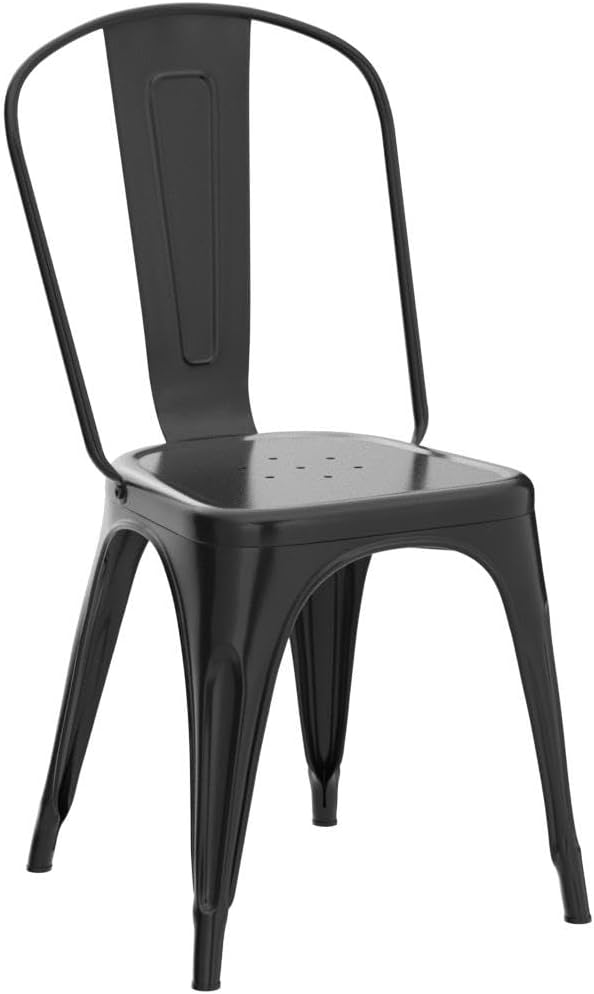 YJIIJY 4er Set Metall Esszimmerstuhl Stapelbarer Stuhl im Industriestil für Bar/Kaffee/Restaurant (s