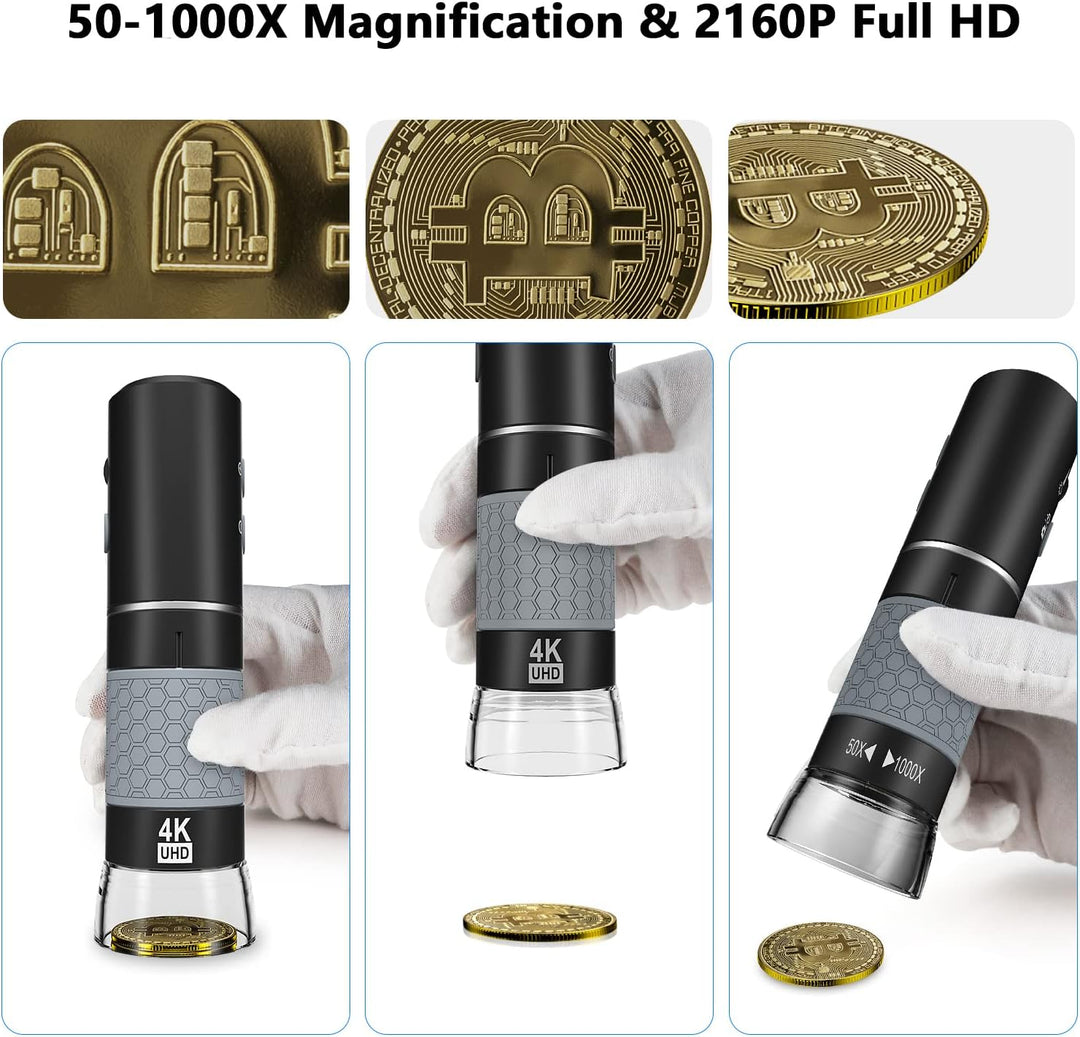 Bysameyee 4K 3840x2160P Wireless Digital Mikroskop, Handheld HD USB Mikroskop Inspektionskamera Endo