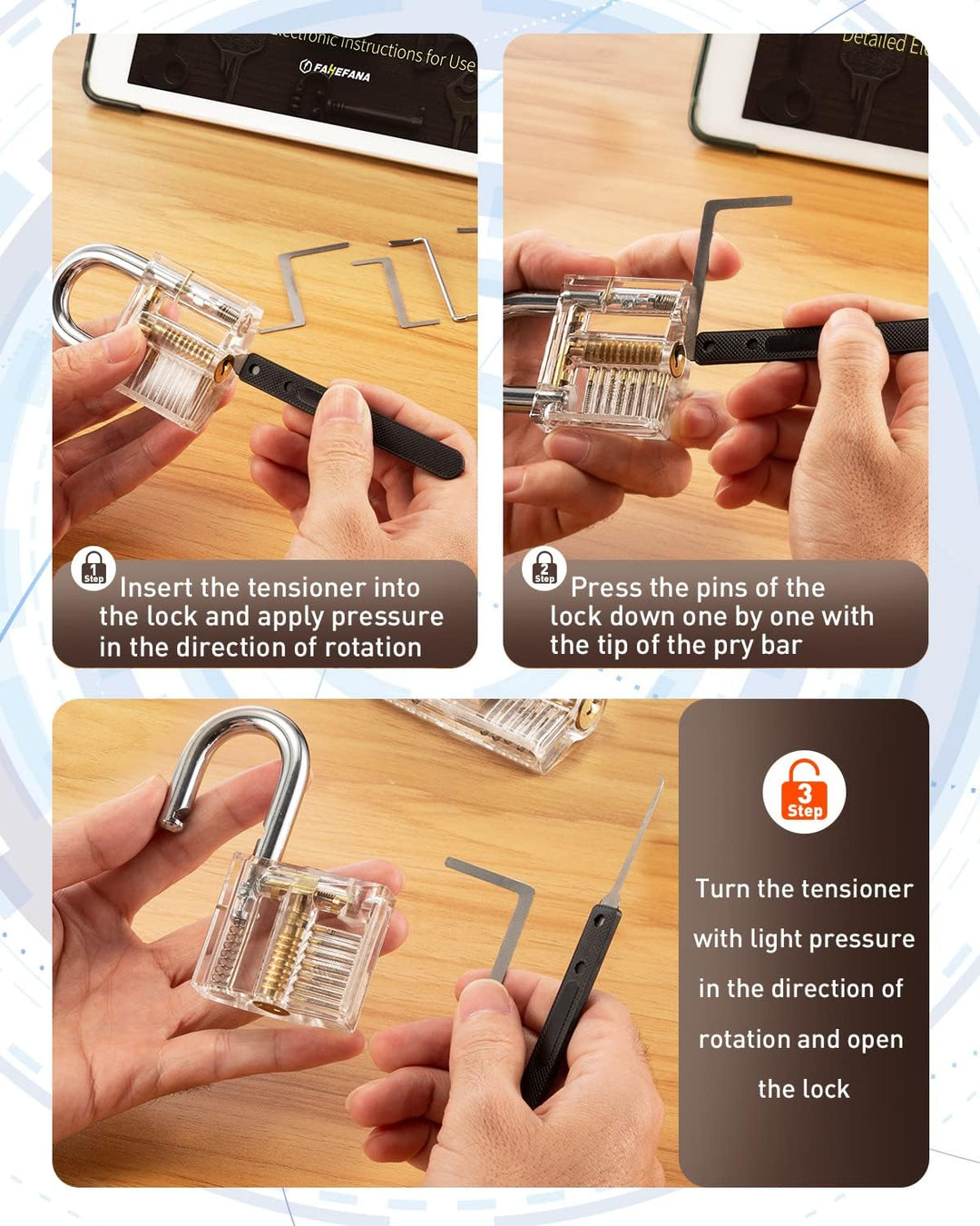 FAHEFANA Lockpicking Set, [2024 Neue Herausforderung & Geschenk für Anfänger] 26 Stück Dietrich Set