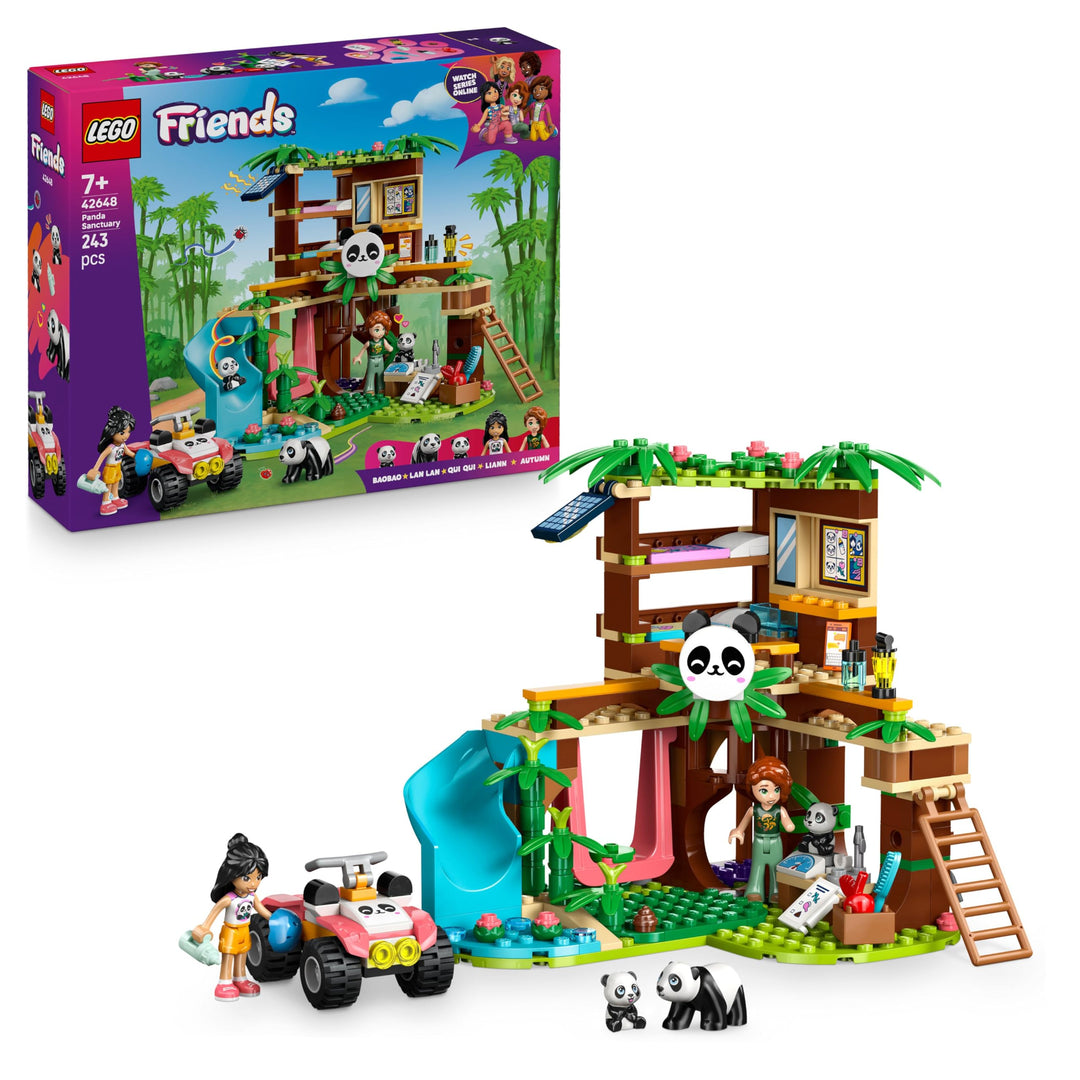 LEGO Friends Panda-Pflegestation - Spielzeug mit Panda Schutzgebiet - Tierspielset mit Baumhaus, Qua