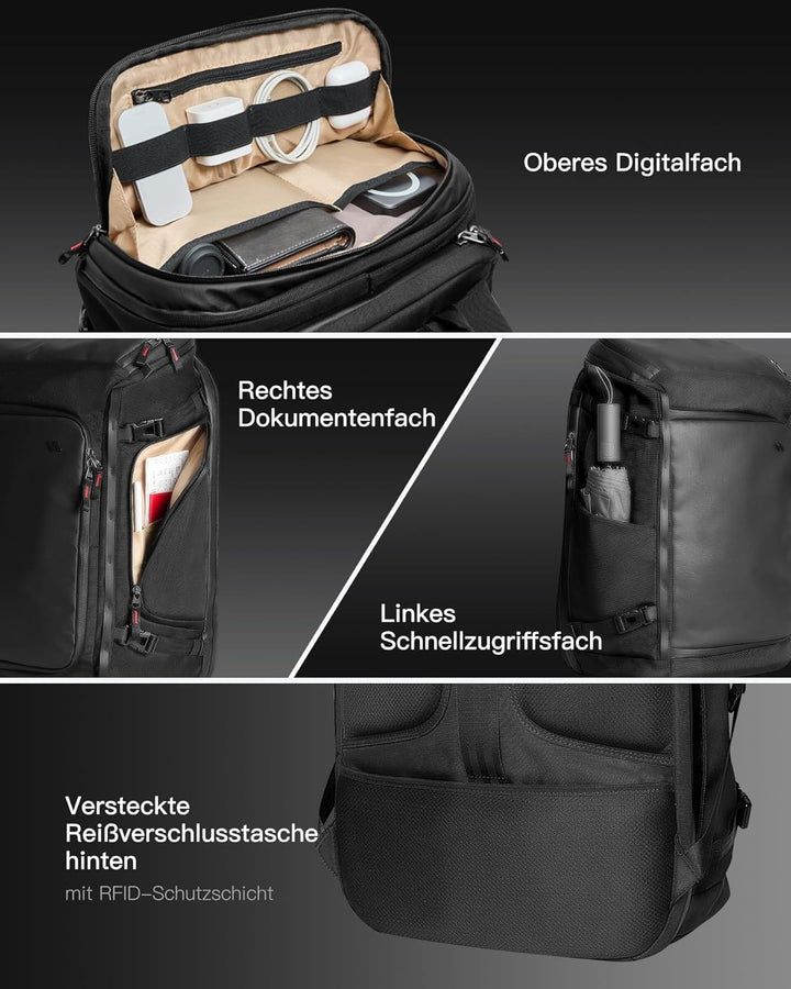 Inateck Reiserucksack Rucksack 40L, TSA Freundlich Gross Spritzwassergeschützt Handgepäck Travel Bac