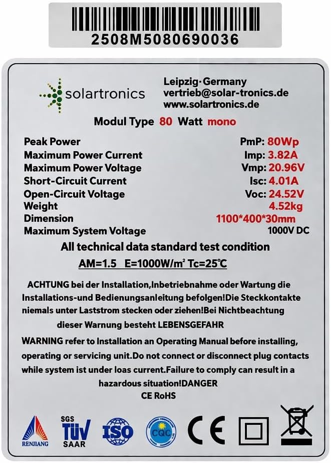 80 Watt Mono Solarmodul 10 Busbars 210mm Zellformat Solarpanel (1), 1