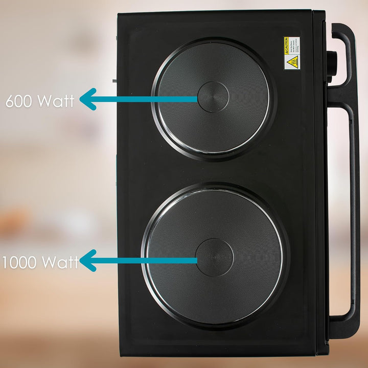 Mini Backofen mit Herdplatten 28 Liter | Elektrischer Drehspiess | Integrierte Kochplatten | Pizza-O