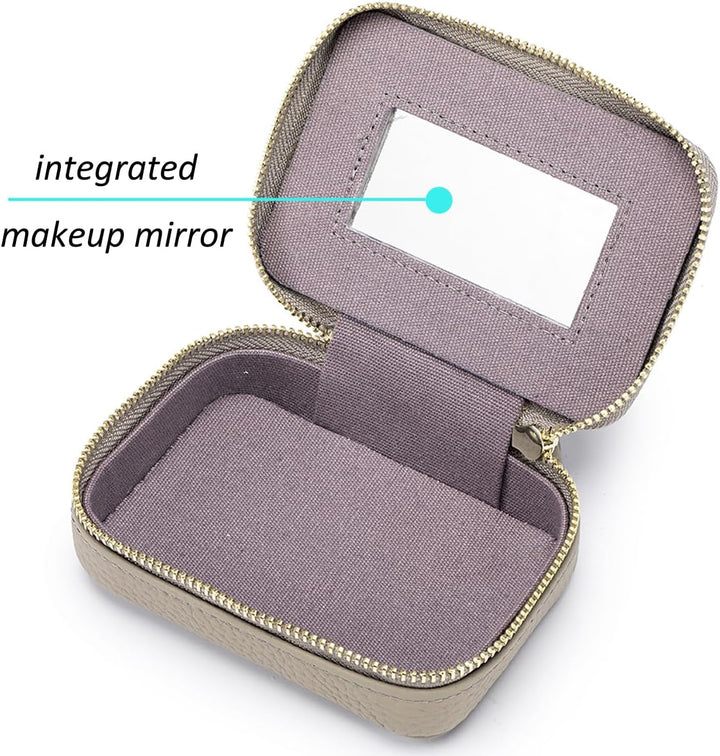 Lippenstift-Etui mit Spiegel, Leder, Reissverschluss, Lippenstift-Halter, Box, klein, Reise-Make-up-