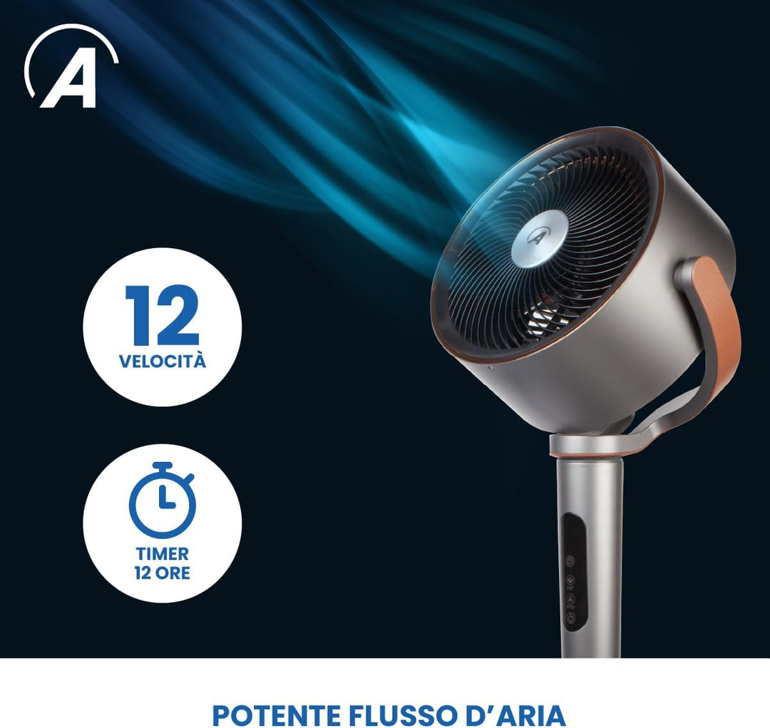 Ardes - AR5CIR02 LUMIA Luftumwälzer, 7 Flügel, automatische 3D-Oszillation, LED-Licht, einstellbare