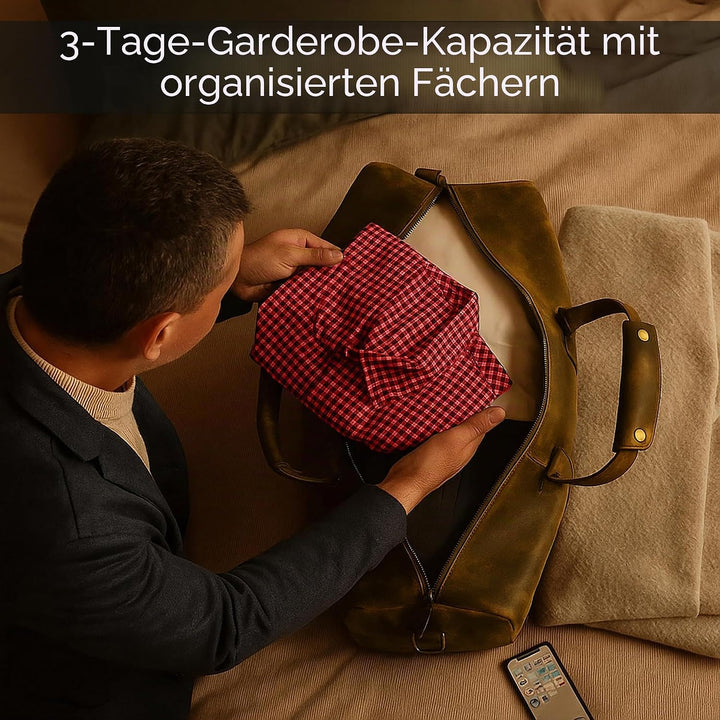 Rustic Town gross Leder Reisetasche - Carry On Vintage Umhängetasche Duffel Bag Weekender Tasche für