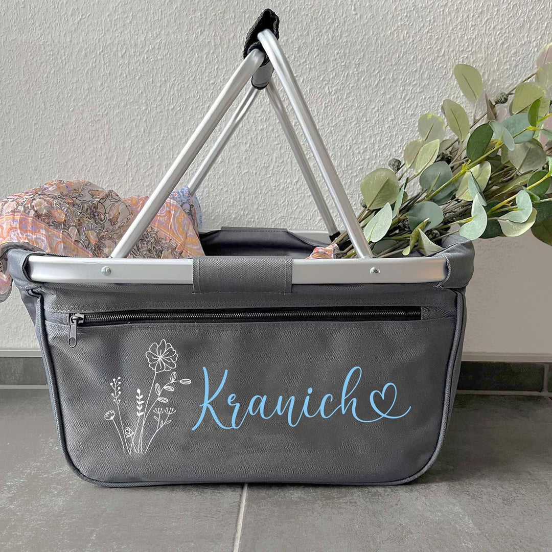 Einkaufskorb personalisiert I Blume Name Herzschrift I faltbar Geschenk Geburtstag Weihnachten Fraue