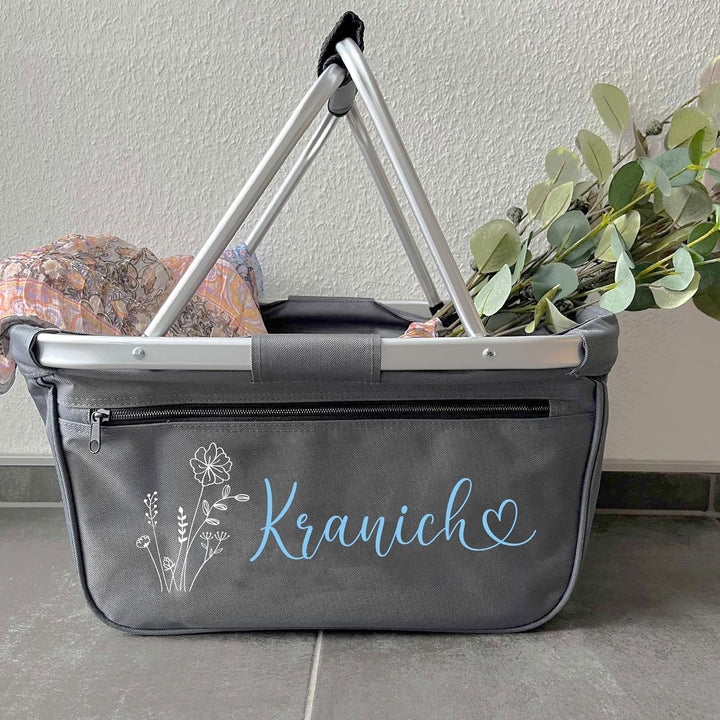 Einkaufskorb personalisiert I Blume Name Herzschrift I faltbar Geschenk Geburtstag Weihnachten Fraue