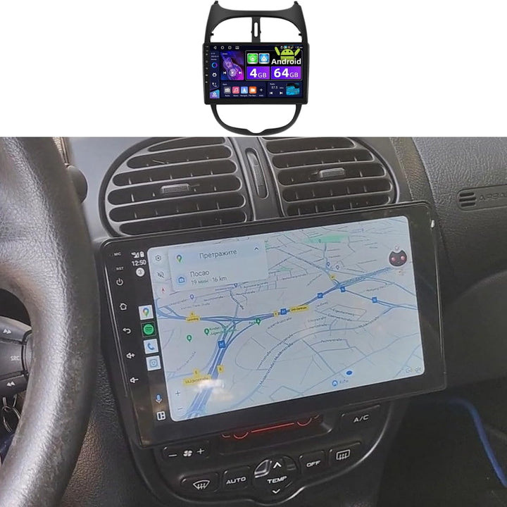 4+64G Android Autoradio für Peugeot 206/206CC 2001-2016 Cirteon C2 Wireless Carplay&Android Auto, 9'