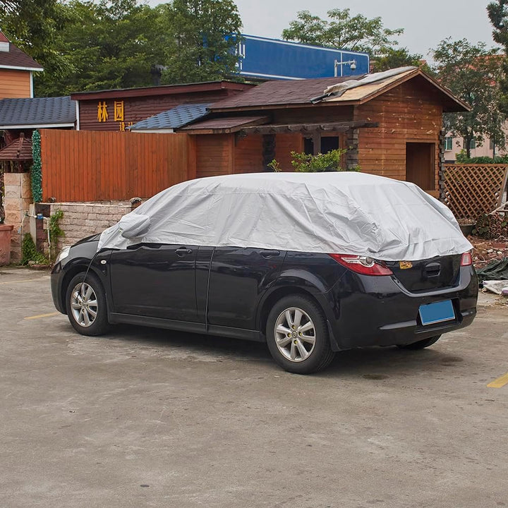 Blueshyhall Halbe Autoabdeckung Wasserdicht für Kleinwagen und Kompakt SUV, Autoabdeckung Winter Fro