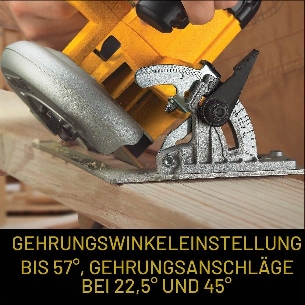 DeWalt 1.600 W Handkreissäge (max. Schnitttiefe 67 mm, für Ablängarbeiten oder Quer- und Neigungschn
