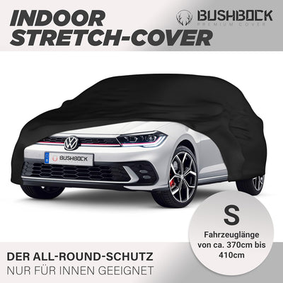 BUSHBOCK® Premium Autoabdeckung Indoor - Satin Schutzhülle Stoff - Abdeckplane Autoplane Autogarage