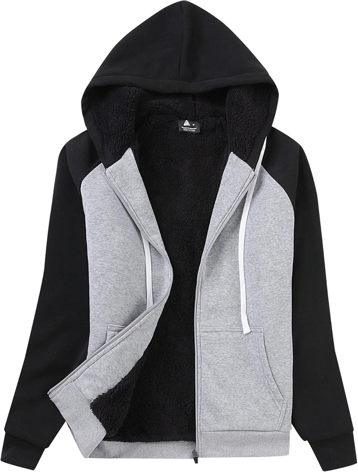 igeekwell Damen Fleecejacke mit Kapuze Warm Hoodie Jacke Damen Sweatjacke mit Teddyfutter Damen Outd