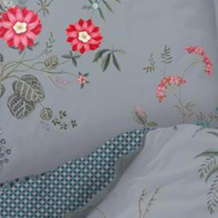 PiP Studio Perkal-Baumwolle-Bettwäsche-Garnitur Fleur Grandeur Farbe Blau Grösse 155x220+80x80, 155x