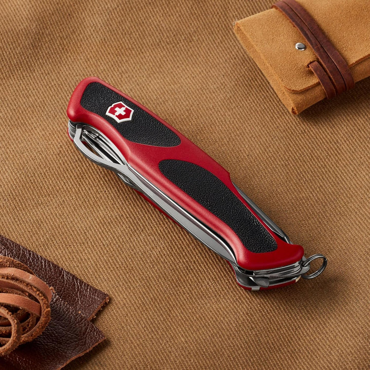 Victorinox Taschenmesser Ranger Grip 78 (12 Funktionen, Einhand-Feststellklinge) rot/schwarz Single,