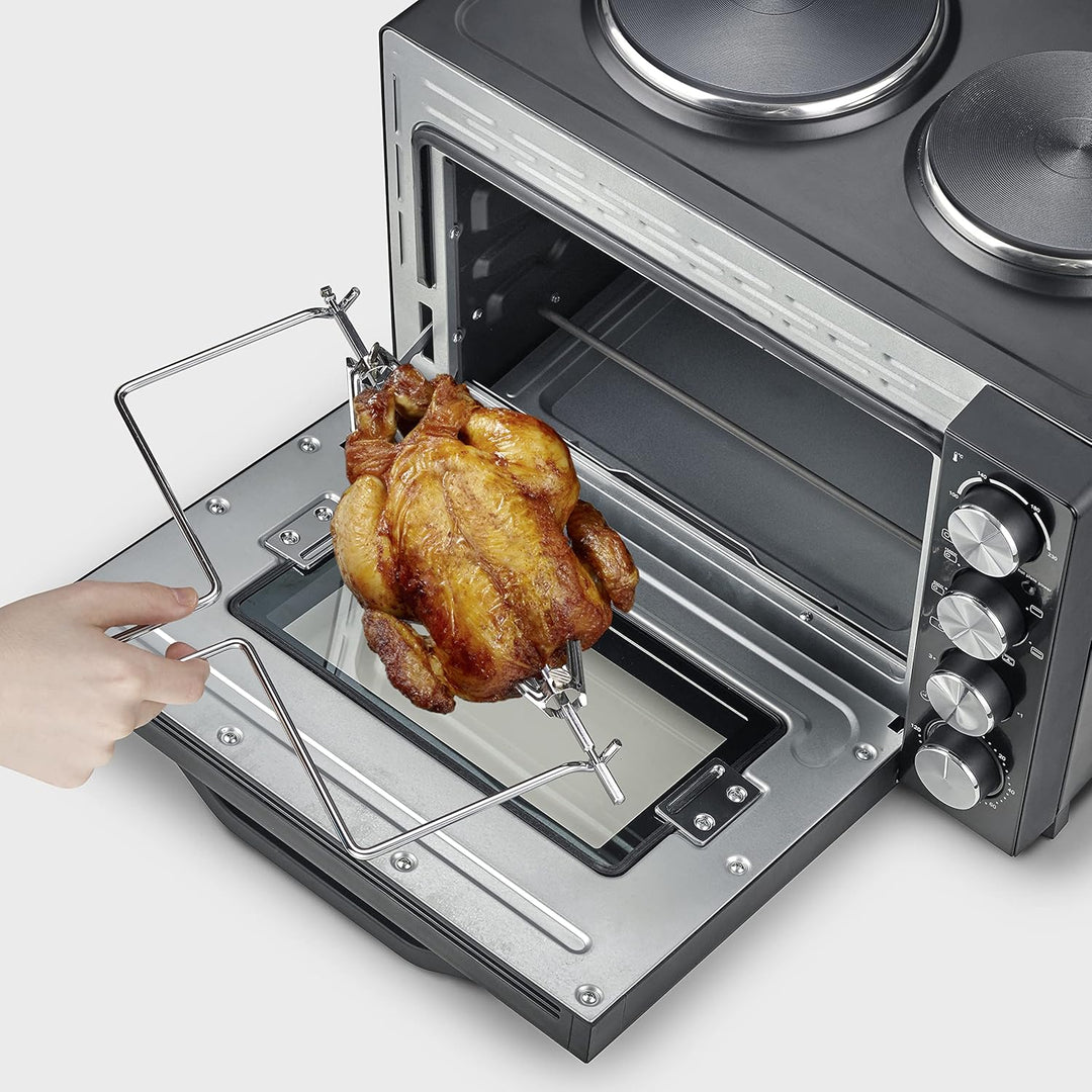 SEVERIN Back- und Toastofen mit Kochplatten, 2500 W, schwarz, TO 2065, Back- und Toastofen