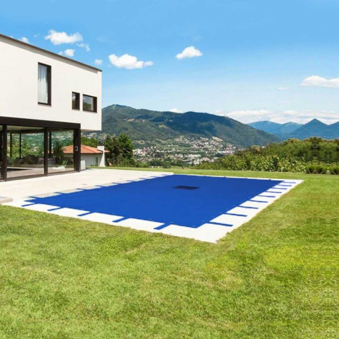 Rechteck Pool-Plane 8 x 14 m - TECPLAST 155PI - Überwinterungs-Poolabdeckung mit Drainagenetz 8x14 m