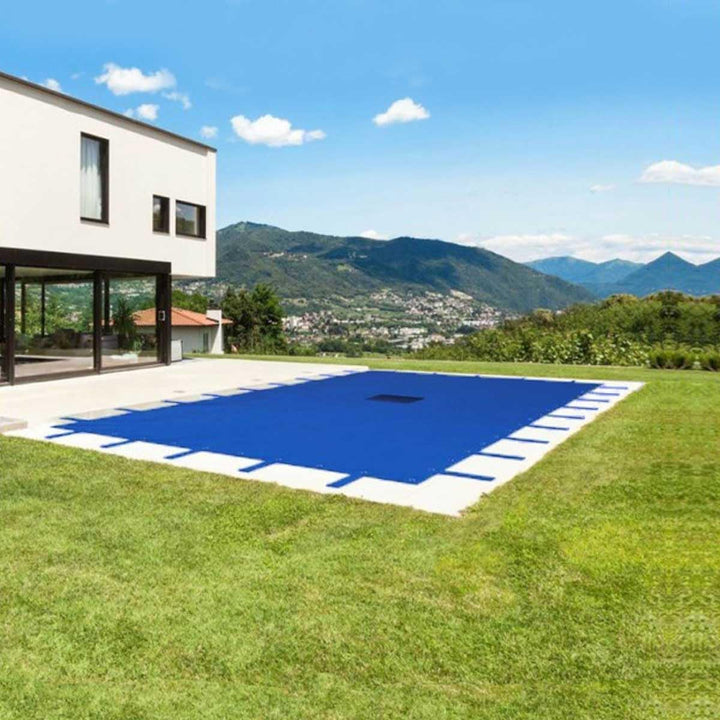 Rechteck Pool-Plane 8 x 14 m - TECPLAST 155PI - Überwinterungs-Poolabdeckung mit Drainagenetz 8x14 m