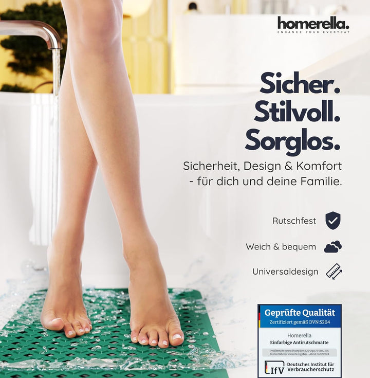 homerella® Badewannenmatte rutschfest 88x39cm, INKL. HAKEN, Rutschfeste Badematte BPA frei, Duschmat