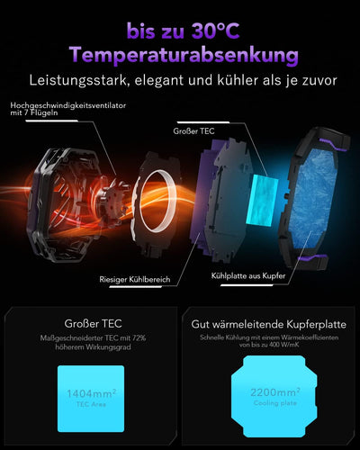 Black Shark FunCooler 3Pro Handy Kühler Lüfter Schnelle Kühlung Einschlaf Timer/Funktion als Telefon