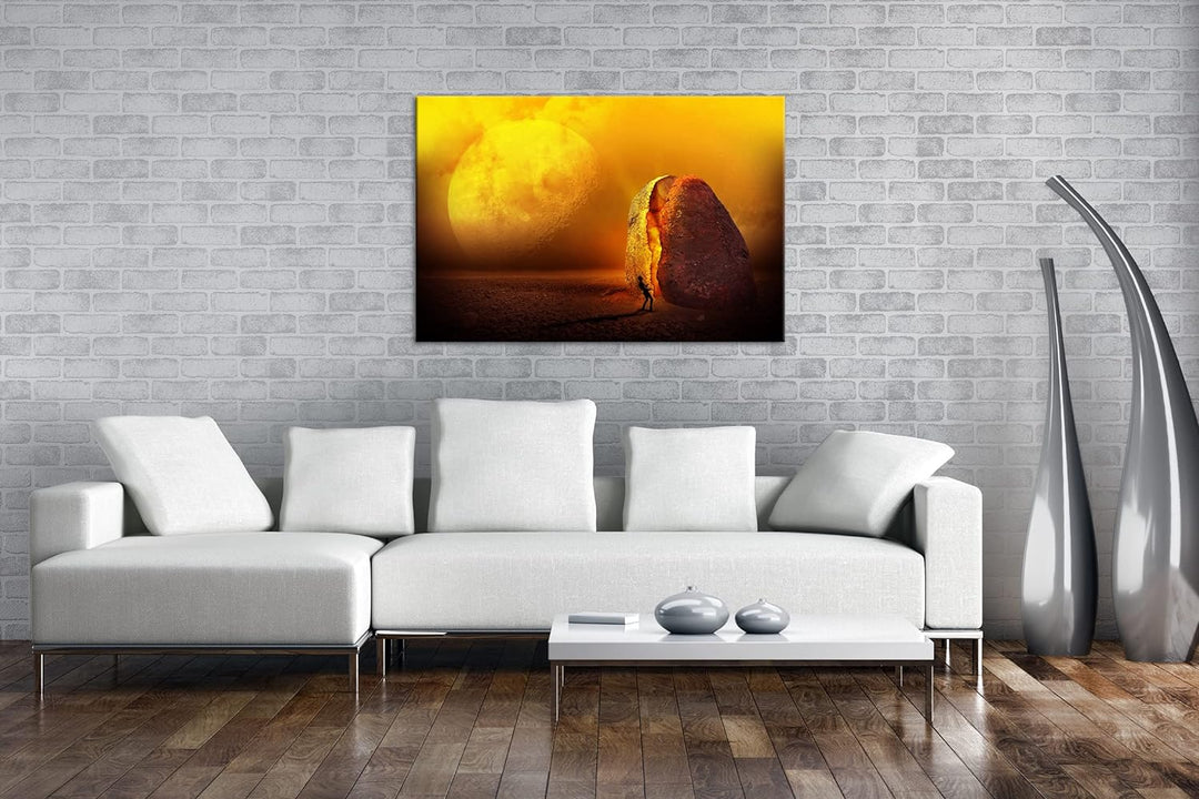 unbekannte Planeten Oberfläche Format: 80x60 als Leinwandbild, Motiv fertig gerahmt auf Echtholzrahm