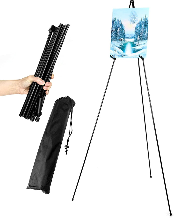 QWORK® 168 cm Zusammenklappbare Metall Staffelei mit Aufbewahrungstasche - Verstellbare, Halten Sie