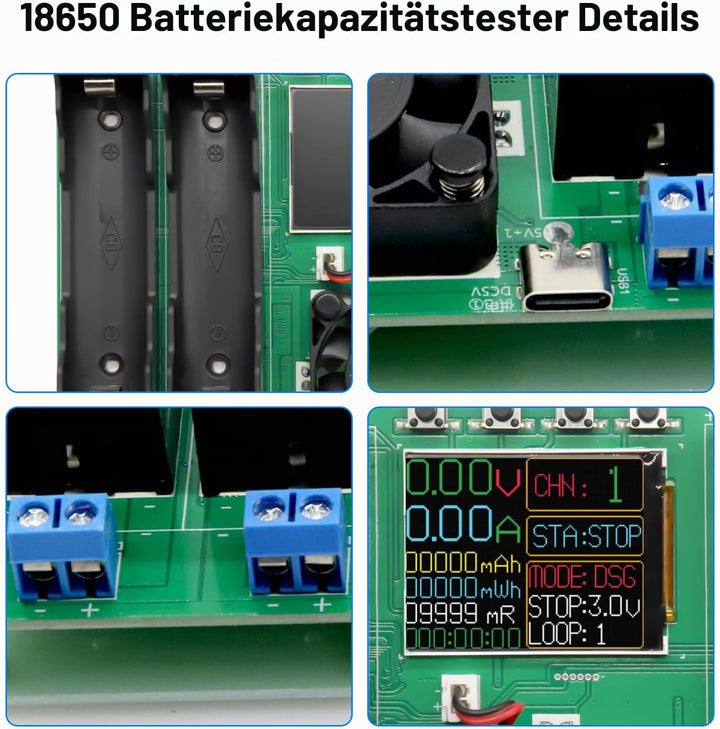 Batteriekapazität Innenwiderstandstester mit Digitalanzeige Binghe 4 Kanäle18650 Lithium Batteriekap