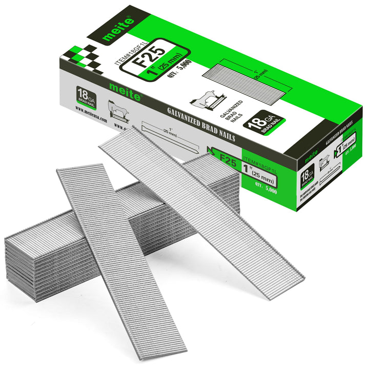 meite 18 Gauge Leg Length 1-Inch Galvanized Brad Nail (5000pcs/Box) (1-Large Pack) by meite 1 grosse
