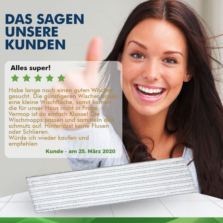 Okaei 5 Stück Wischmopp Bezug (40 cm) - Premium Bodenwischer-Wischbezug aus 100% Microfaser - Bezug