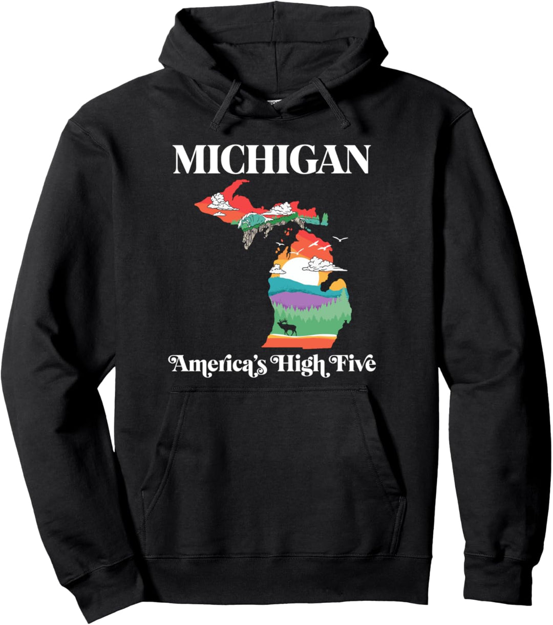 Michigan Outside - America's High Five Vintage Nature Pullover Hoodie