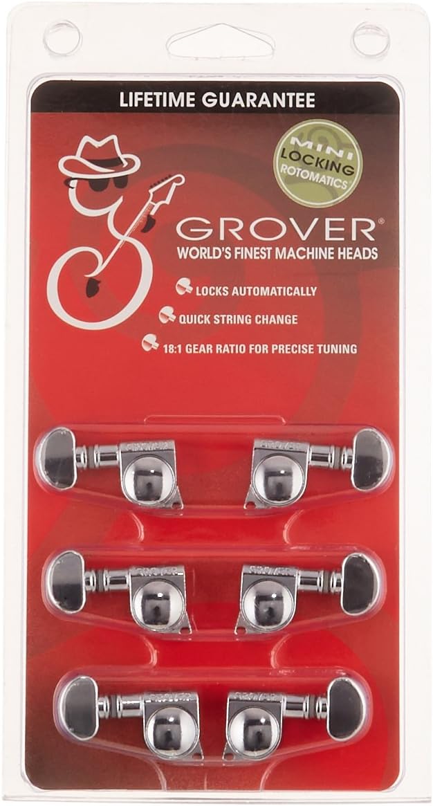 Grover 406C Rotomatic Mini-Saitenspanner, 3 pro Seite, Autoklemmmechanik, verchromt chrome, chrome
