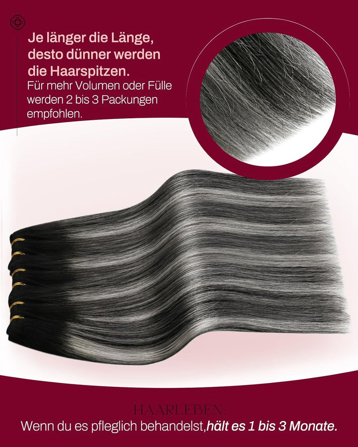 Moresoo Echthaar Tressen zum Einnähen Ombre Menschliches Haar Remy Echthaar Extensions Tressen Balay