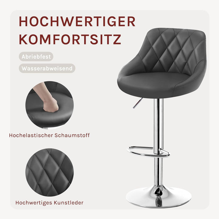 WOLTU 4er Set Barhocker Bistrohocker Tresenhocker Barstuhl Höhenverstellbar, Drehbar, Sitzfläche aus