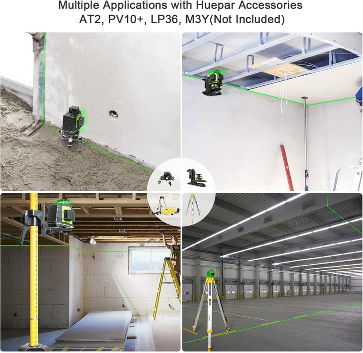 Huepar 3 x 360 Kreuzlinienlaser Grün, 360 Grad 3D Linienlaser Umschaltbare Selbstnivellierenden Lase