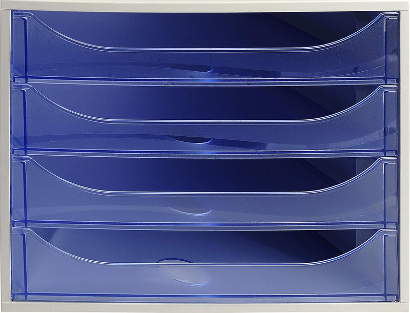 Exacompta 228610D Ablagebox Linicolor mit 4 Schubladen für DIN A4+ Dokumente. Ecobox mit hoher Kapaz