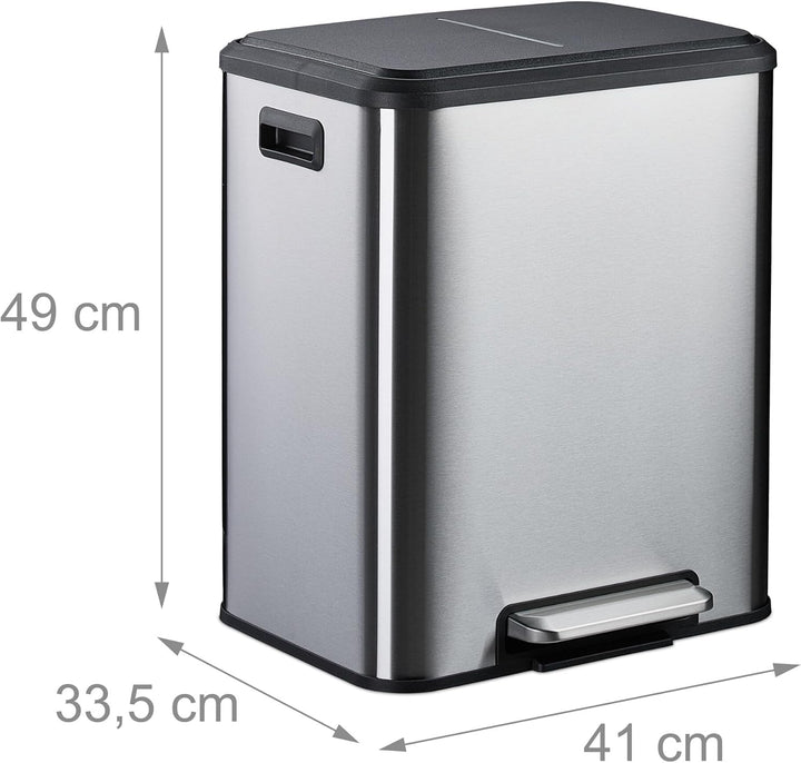 Relaxdays Mülleimer 2 x 15 Liter, Küchenmülleimer mit entnehmbare Inneneimer, Absenkautomatik und Tr