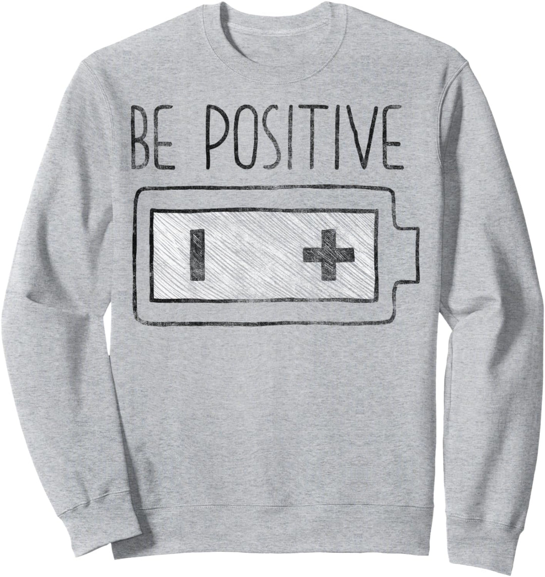 Trendy Be Positivie Plus And Minus Battery Sketch Sweatshirt