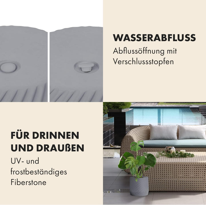 Fox&Fern Übertopf L mit 3D Riffelung - Blumentopf Gross inkl. Wasserabfluss - Blumentopf hoch 27cm -