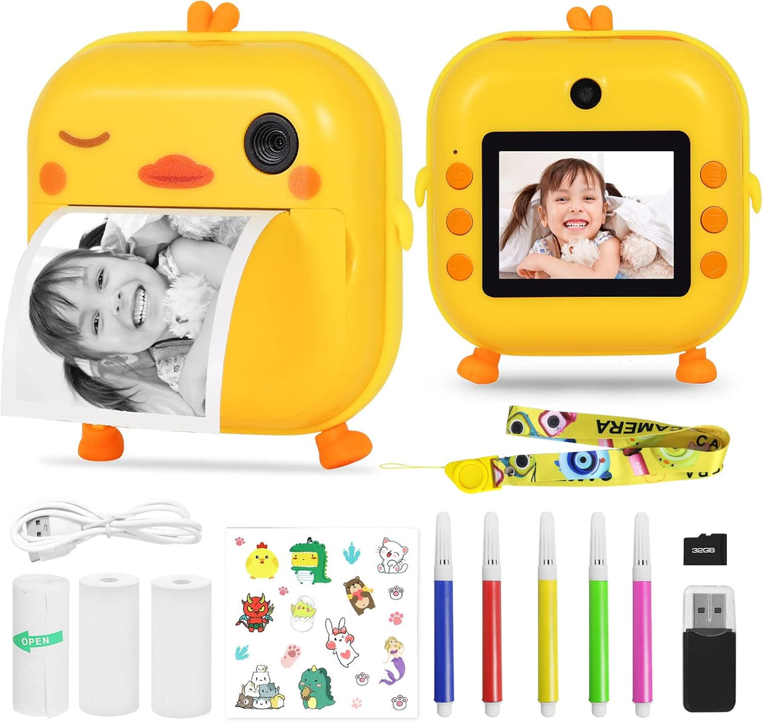 AURTEC Sofortbildkamera für Kinder, Mini-Thermodruckkamera, Keine Tinte erforderlich, 48 MP Dual-Kam