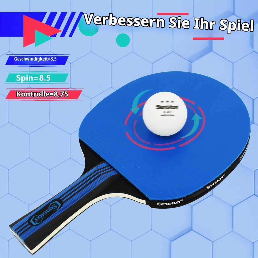 Senston Tischtennisschläger Set, 2 Tischtennisschlager, 3 Tischtennis Bälle und 1 Tasche Gut für Stu