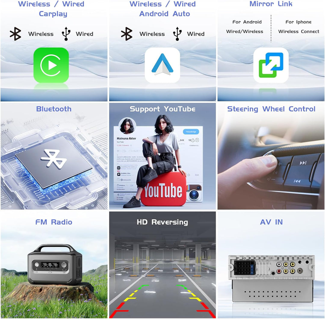 Hikity 1 Din 7 Zoll HD Touchscreen Auto Radio Kompatibel mit Apple CarPlay Android Auto,Autoradio mi