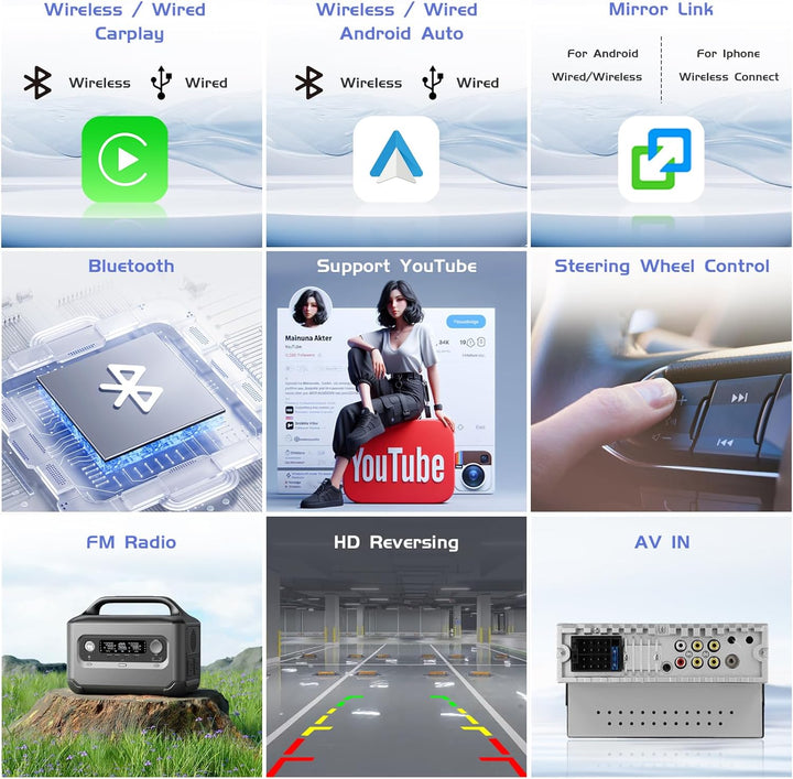 Hikity 1 Din 7 Zoll HD Touchscreen Auto Radio Kompatibel mit Apple CarPlay Android Auto,Autoradio mi