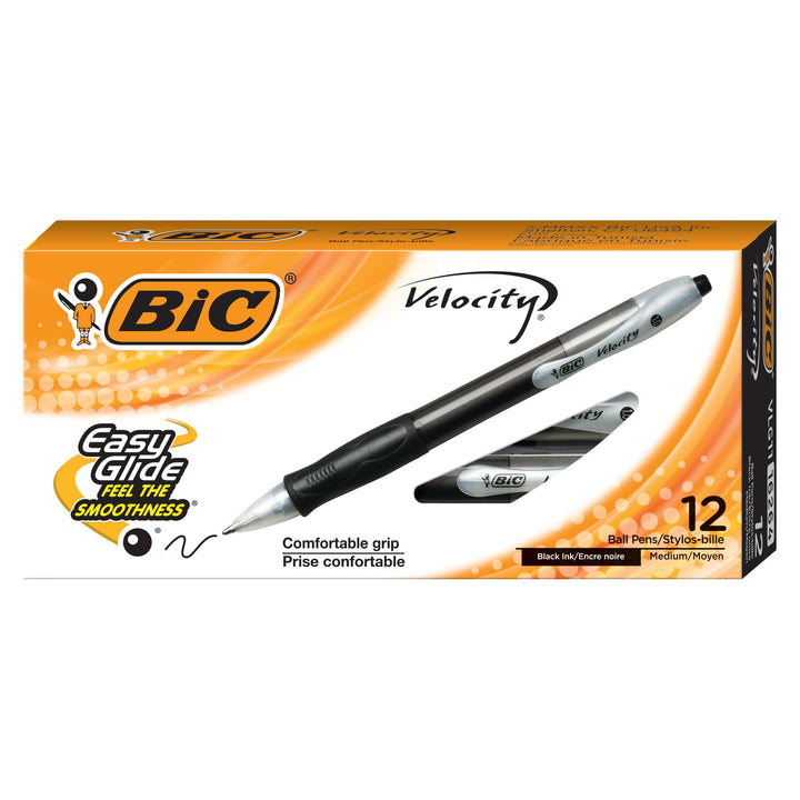 BIC - Velocity Ballpoint Retractable Pen, Black Ink, Medium, Dozen VLG11-BK (DMi DZ by BIC