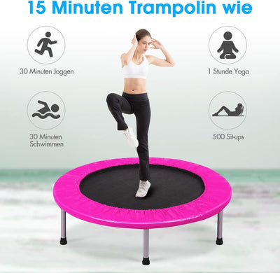 DREAMADE Trampolin aus Stahlrohr, Faltbares Kindertrampolin mit Tragfähigkeit von 150 kg, Fitnesstra