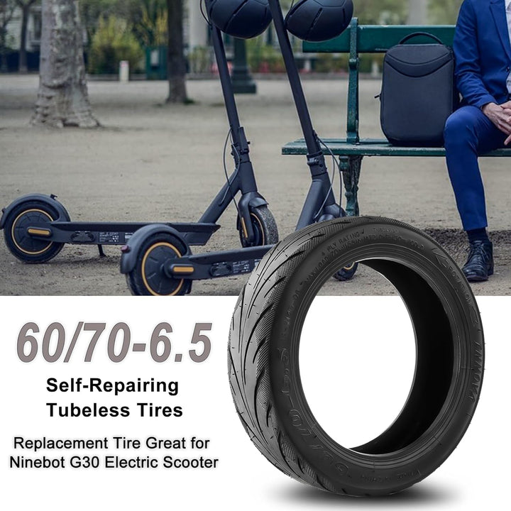 Amitor 60/70-6.5 Tubeless Reifen für Ninebot Max G30, Selbstreparierende Vakuumreifen mit Ventil, E