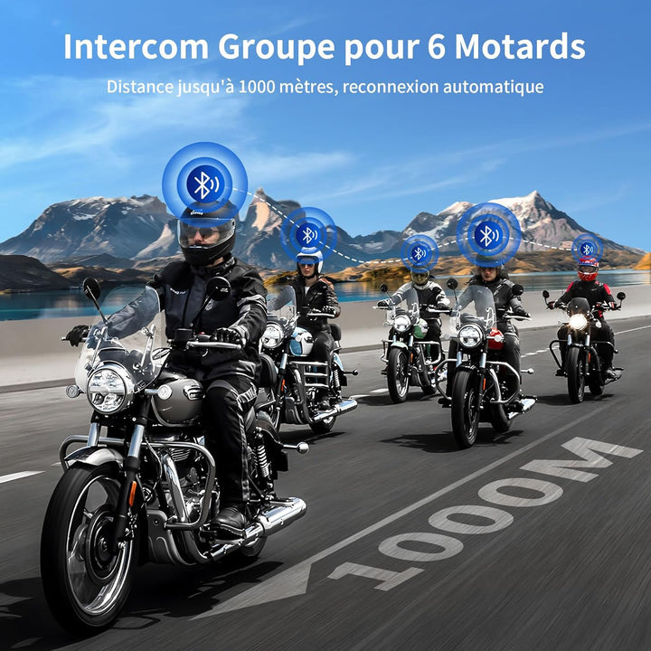FODSPORTS FX6 Motorrad Bluetooth Headset(2 Pack) 2 x FX6 Motorrad-Gegensprechanlage, 2 x FX6 Motorra