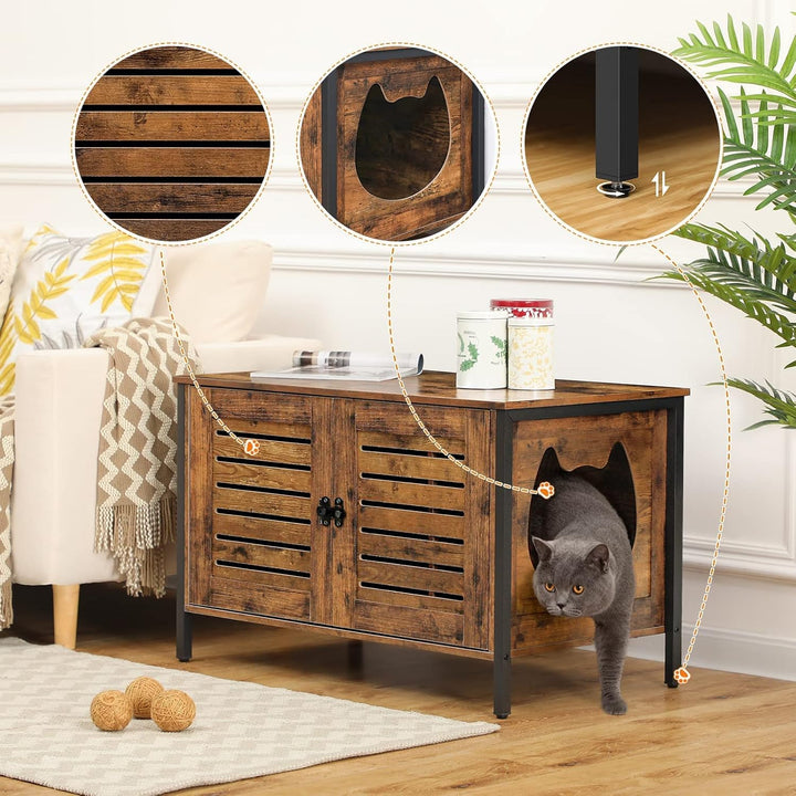 HOOBRO Katzenhaus, Katzenschrank für Katzentoilette, Katzenklo Schrank, Katzenhaus Katzen-Möbel mit