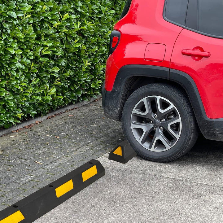UvV Parkstopper UVP16101 Anfahrschutz Radstopp 1800 mm schwarz, gelbe Einparkhilfe Garage/Carport. P